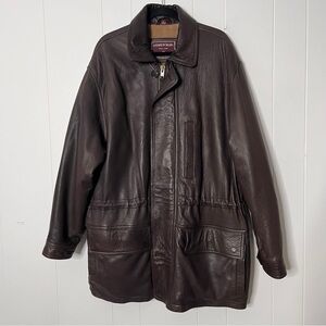 Andrew Marc Brown Leather Military Jacket